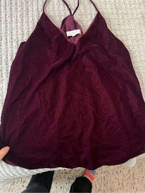 LOFT Deep Wine Velvet Spaghetti Strap Cami
